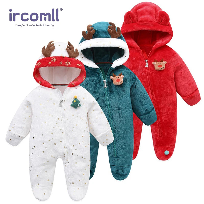 Ropa navideña para bebés recién nacidos de Ircomll, mono de otoño para niños y niñas, mono de una pieza de forro polar para bebés, trajes de alce para bebés