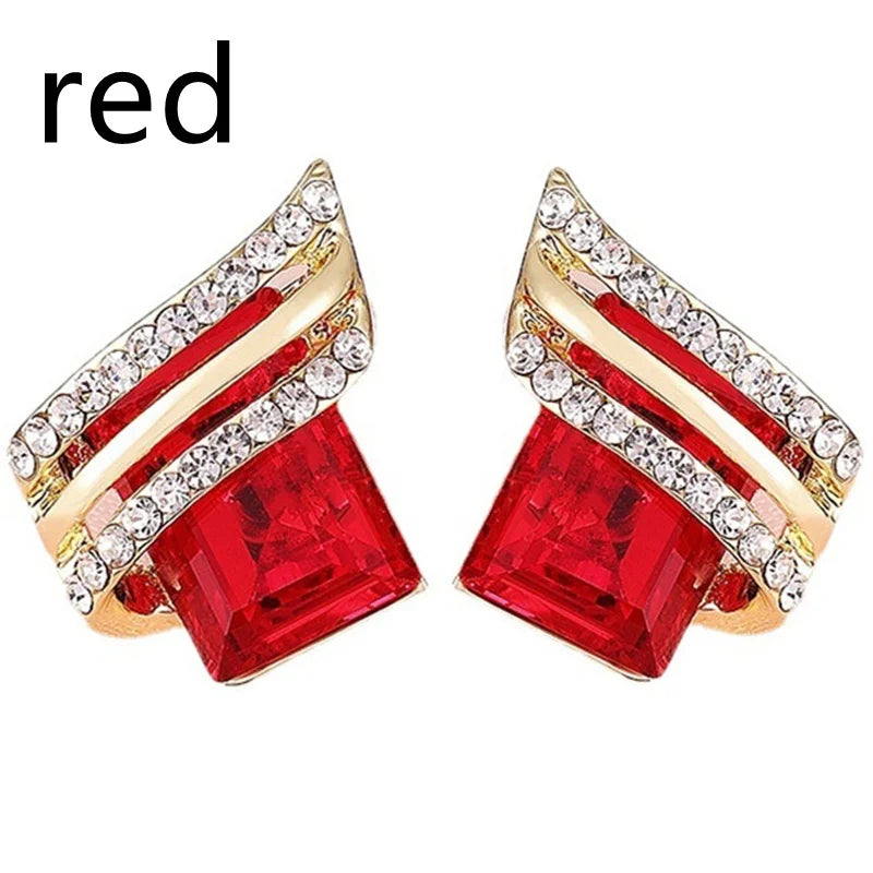 Luxury Fashion Zircon Earrings Large Gems Crystal Earrings for Women Engagement Earring Jewelry Birthday Party Anniversary Gifts