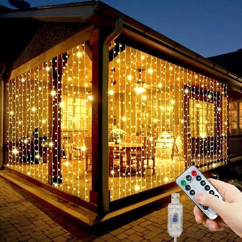 1 Pack LED Curtain Lights with USB 8 Modes Remote Control,for Wedding,Home,Party,Window,Wall,Halloween and Christmas Decorations