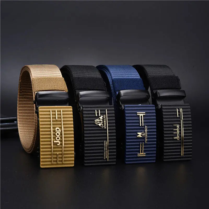 New Belt Men's Canvas Nylon Toothless Automatic Buckle Simple Belt Generous and Versatile