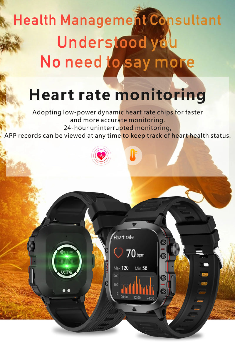 Xiaomi-reloj inteligente militar para hombre, nuevo, IP68, resistente al agua hasta 5 atm, para deportes al aire libre, monitor de salud, llamadas Bluetooth de 1,96"