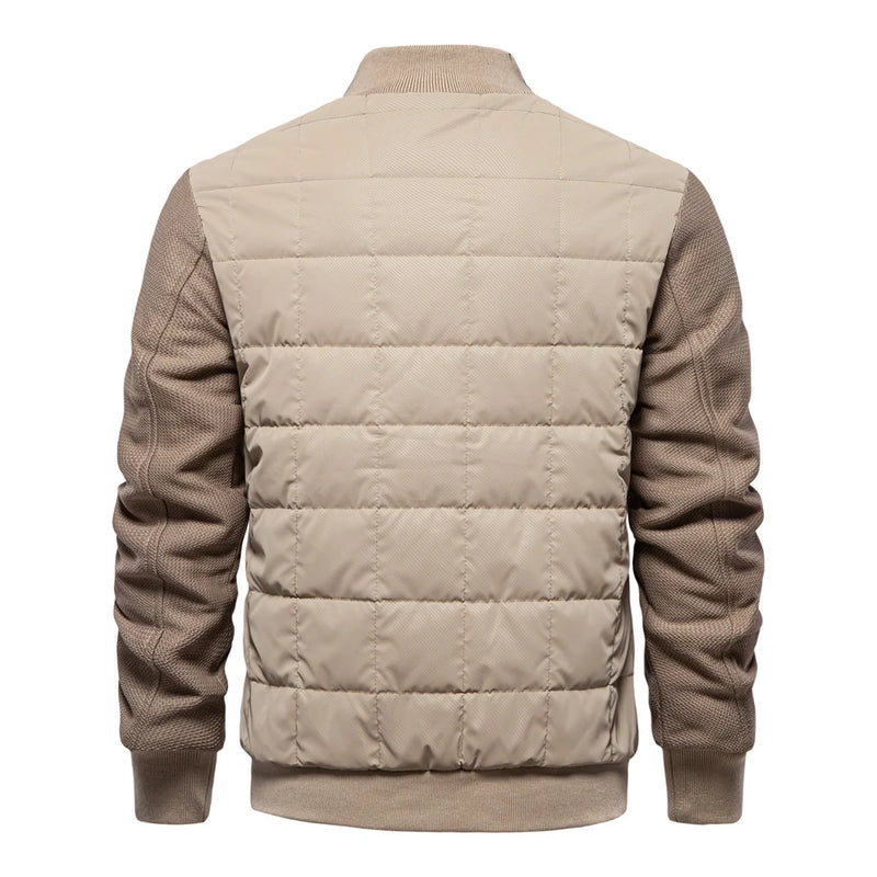 AIOPESON Chaquetas de invierno cálidas y gruesas con forro polar para hombre, chaqueta de moda con cuello alto y cuadros de retazos para hombre