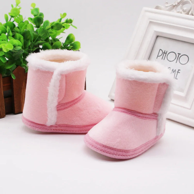 Botas cálidas para recién nacidos y niños pequeños, primeros pasos de invierno, zapatos para bebés y niños, botines de nieve de piel con suela suave, botas de nieve para niños de 0 a 18 meses