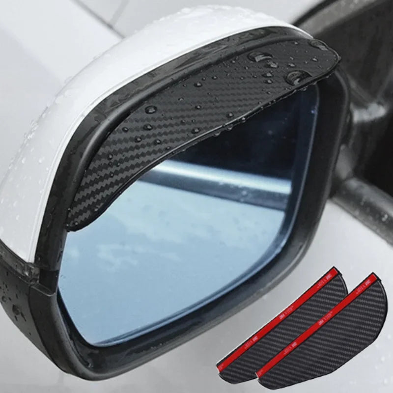 2/4 piezas de espejo retrovisor para coche, protector de parasol de fibra de carbono con forma de ceja para lluvia, protector universal para espejo retrovisor de coche