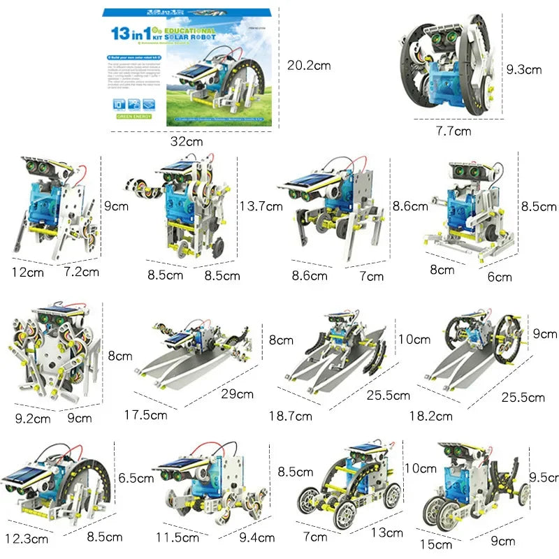 STEM Educational Solar Robot Kit 13 Forms Transformation DIY Science Toys for Kids School Gift for Boys