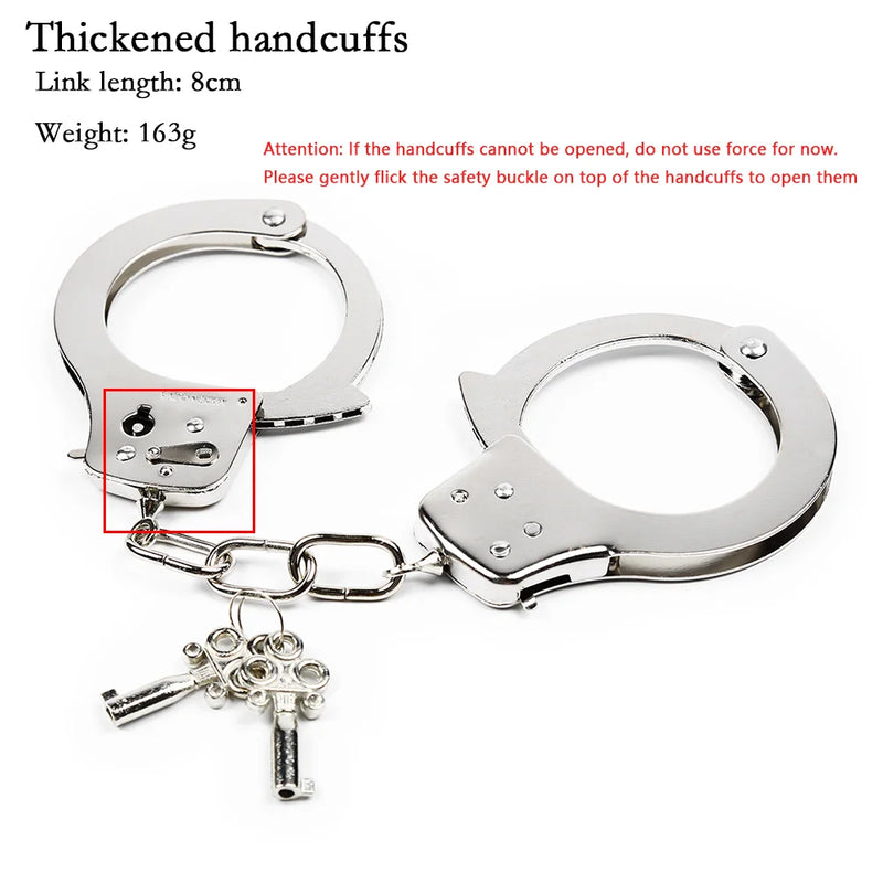 DUTRIEUX Stainless Steel Handcuffs BDSM Bondage Set Adjustable Metal Ankle Cuffs Chain Fetish Restraints Sex Toys For Couples