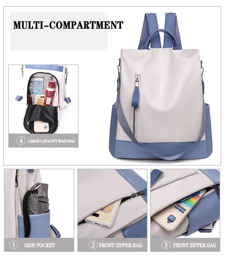 Fashion Women‘s Backpack Oxford Waterproof School Bags for Teenage Girl Multi-Function Shoulder Book Bag Travel Rucksack