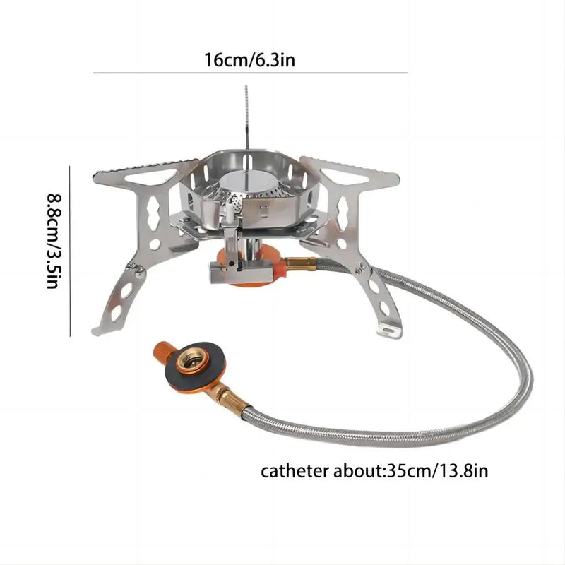 3800W Windproof Camp Gas Stove Camp with Fuel Canister Adapter,Portable Collapsible Burner for Outdoor Backpacking Hiking Picnic