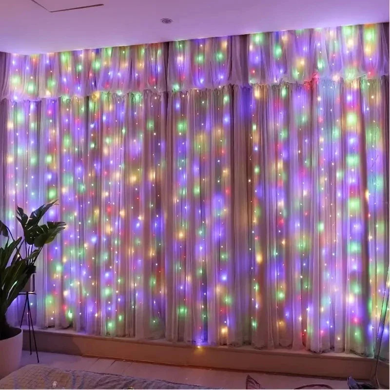 1 Pack LED Curtain Lights with USB 8 Modes Remote Control,for Wedding,Home,Party,Window,Wall,Halloween and Christmas Decorations