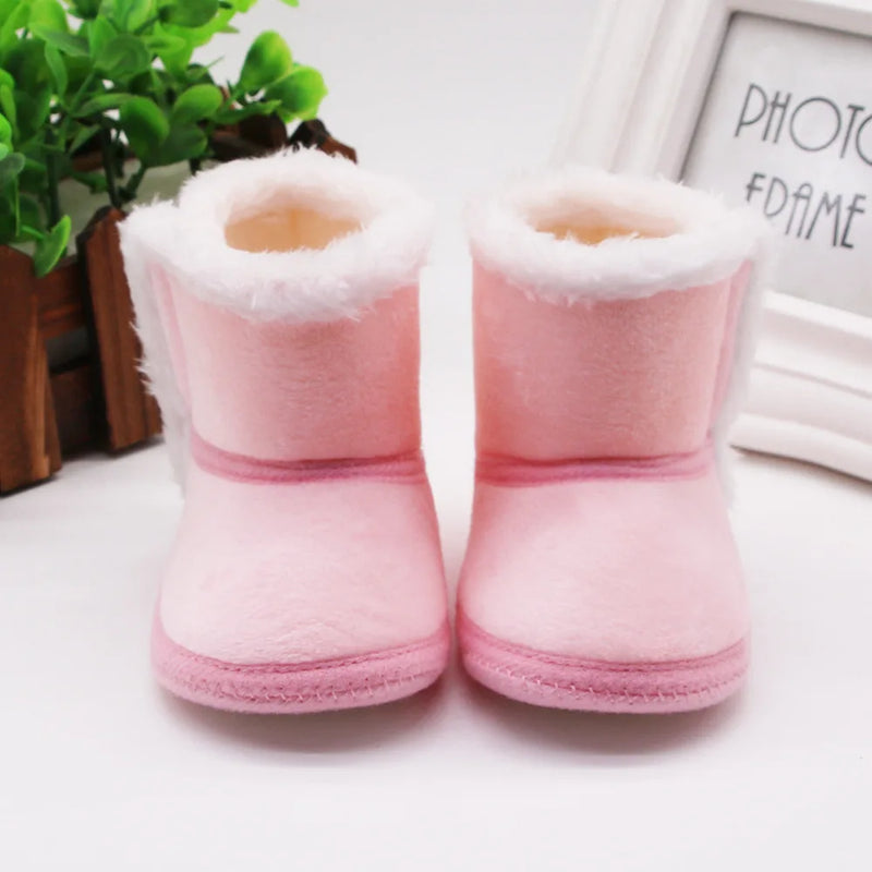 Botas cálidas para recién nacidos y niños pequeños, primeros pasos de invierno, zapatos para bebés y niños, botines de nieve de piel con suela suave, botas de nieve para niños de 0 a 18 meses