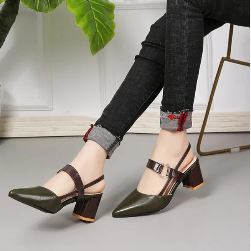 Womens Shoes Women's Sandals 2024 Summer New Pointy Chunky Sandals Pluis Size Women's Fashion High Heels Women Shoes Sandals