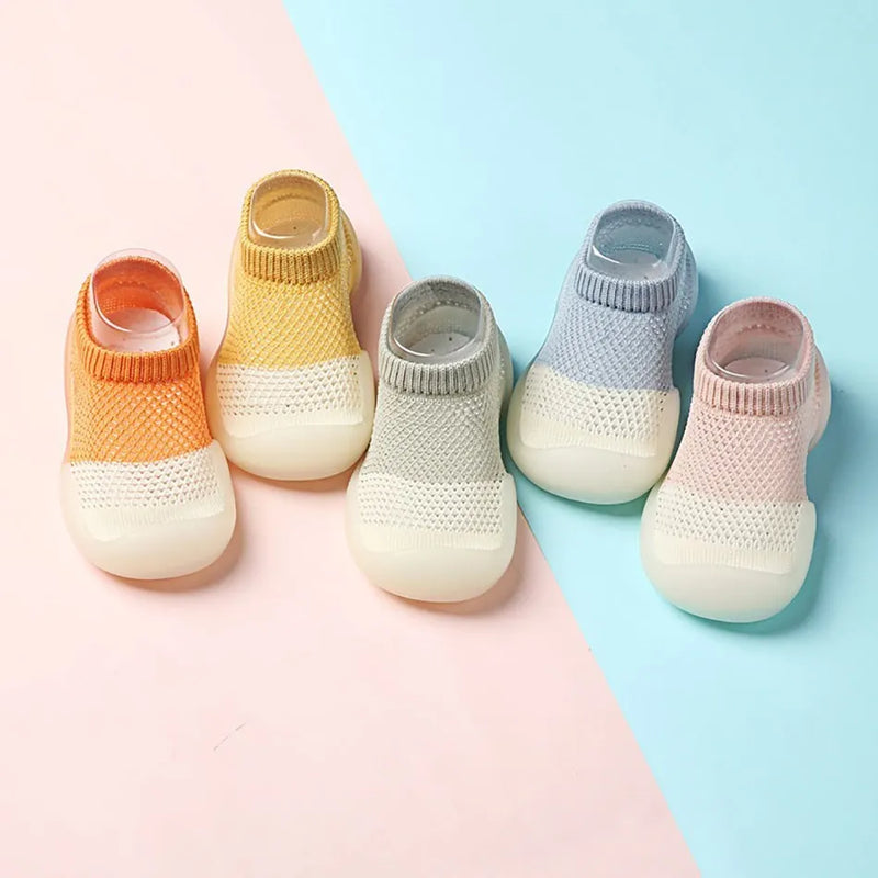 Toddler shoes breathable baby summer children soft bottom non-slip floor shoes and socks ice silk shoes socks thin mesh shoes