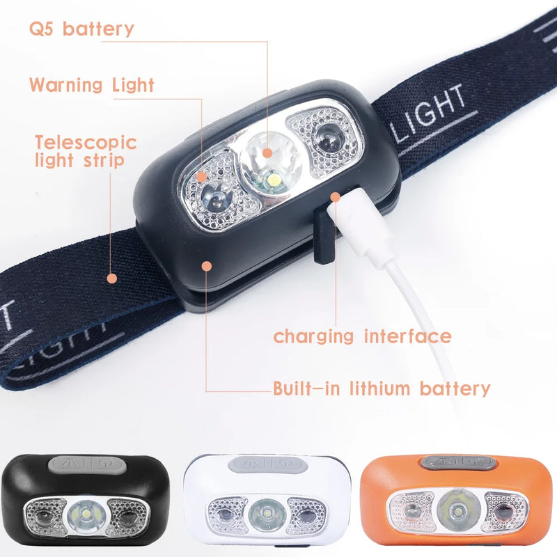 Portable Sensor Headlight Body Motion Sensor Headlamp USB Rechargeable Outdoor Waterproof Camping Fishinglight Powerful Torches