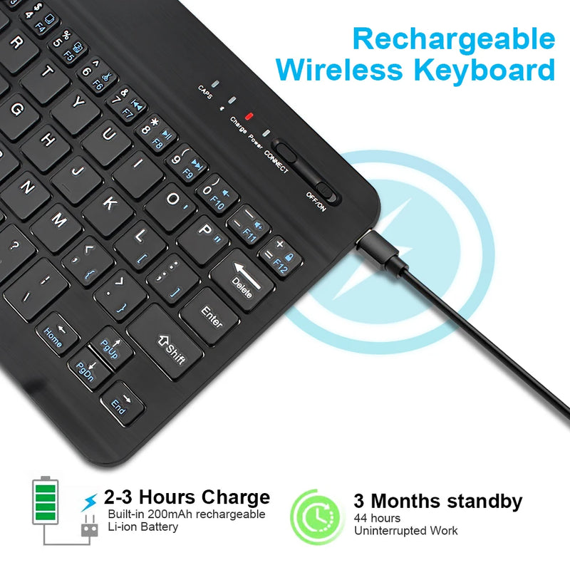 Bluetooth Wireless Keyboard Mouse Rechargeable For IOS Android Windows Tablet For iPad Air Mini Pro English Russian Keyboard