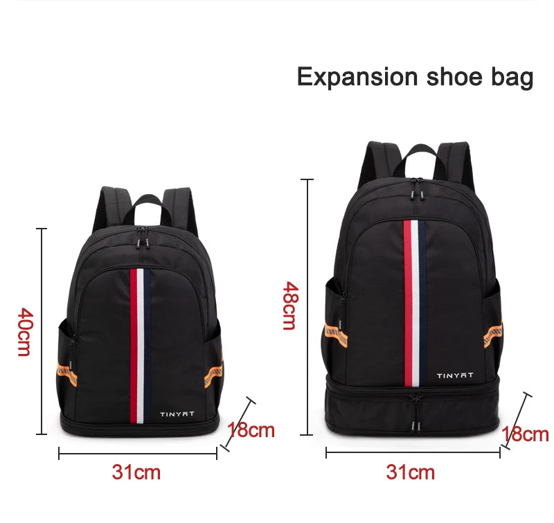 TINYAT School Backpack Men's Women's Waterproof Back to School Travel Bag with Shoe Storage Foldable Stain-resistant for Student