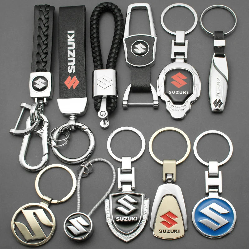 For Suzuki Grand Jimny Vitara Swift SX4 Alto Car Metal Keychain Leather Key Ring 3D emblem Keychain Rings Styling Accessories