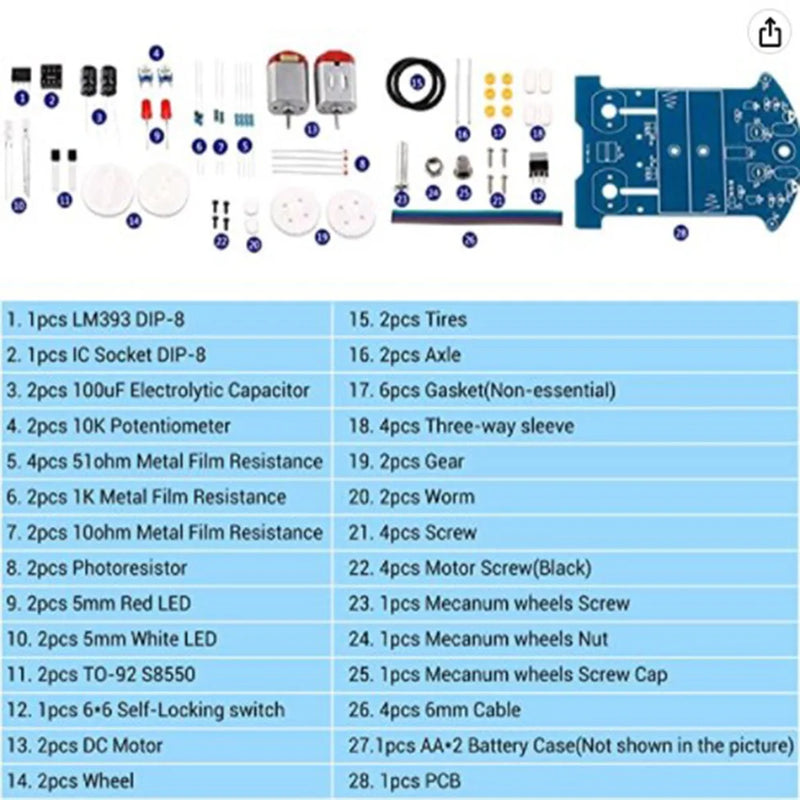 Smart Car DIY Electronics Kit Soldering Project Practice Line Following Robot For STEM Student Education School