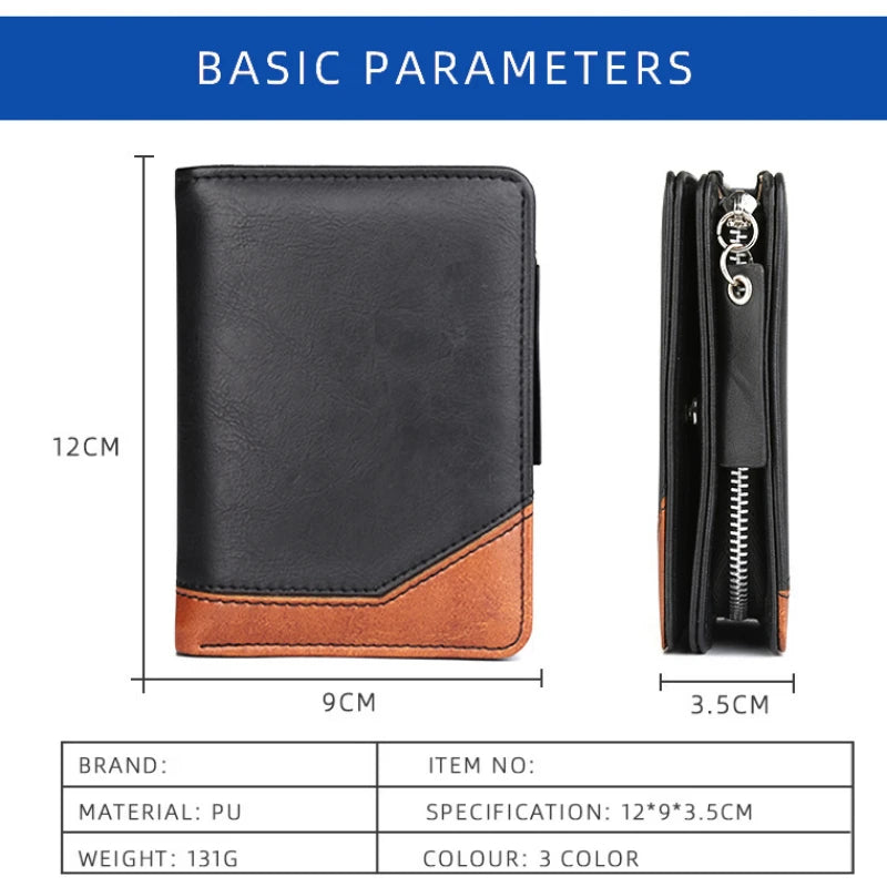 New Men's Wallet, Gentleman Retro Minimalist Multi Slot Billfold, Short Fashionable Youth Large Capacity Money Bag 12*9*3.5cm