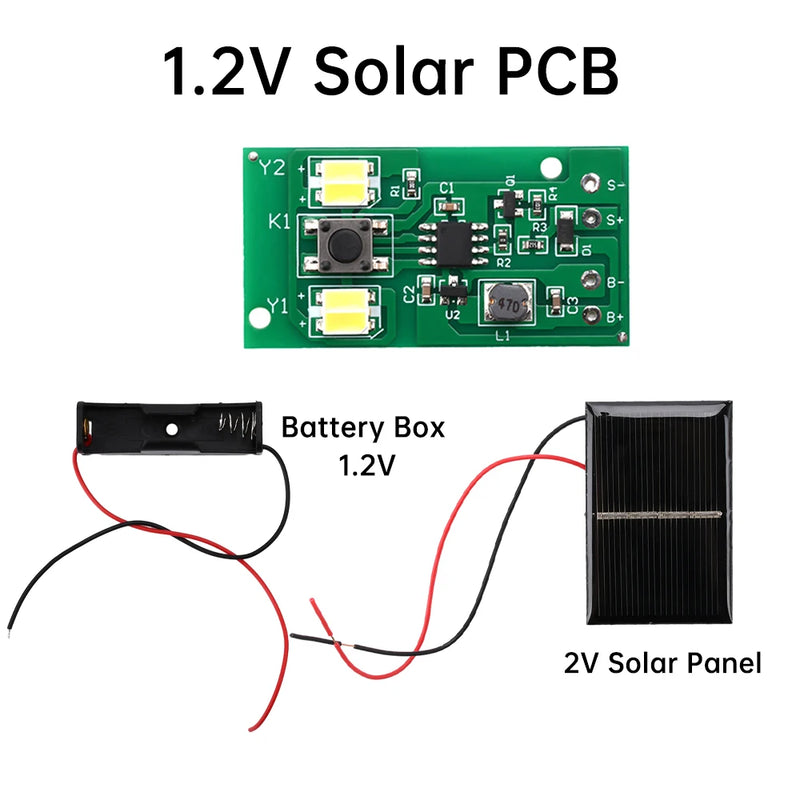 Placa de circuito de luz solar bicolor blanca y cálida de 1,2 V, luz solar para césped, fuente de luz solar para cercas, kit de bricolaje para placa de control de luz