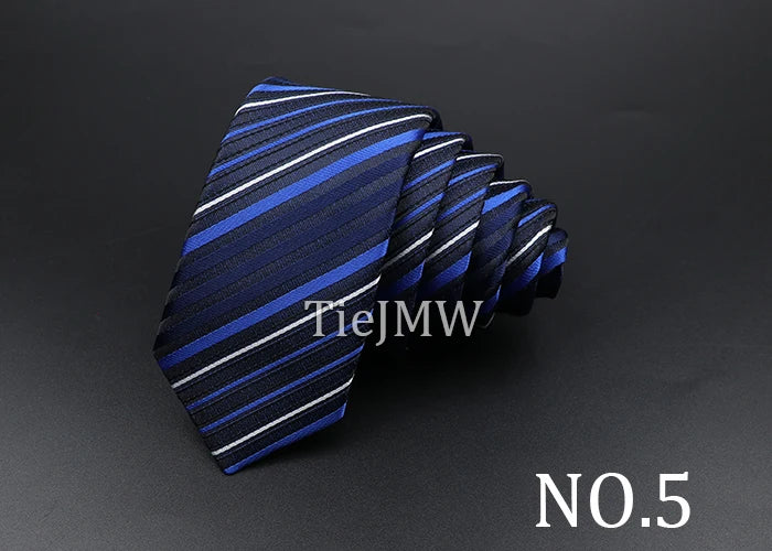 Men's Classic Skinny Stripe Necktie Red Navy Blue Ties Jacquard Woven Solid Plaid Dots Tie Daily Wear Cravat Wedding Party Gift