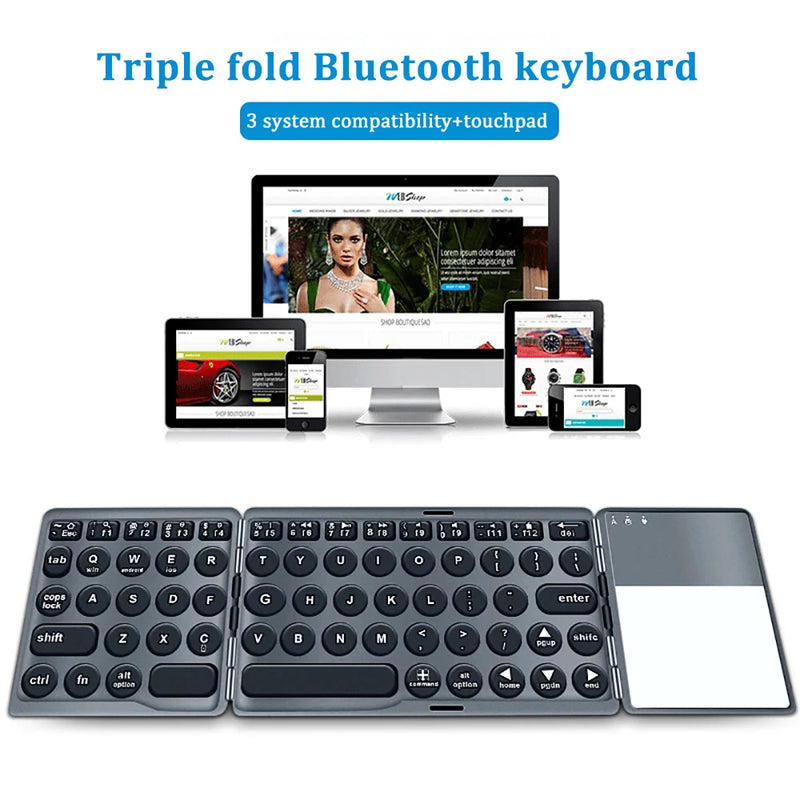 Foldable Bluetooth Keyboard With Touchpad Mini Wireless Keyboard Rechargable Keyboard For Tablet Notebook IOS Android Windows