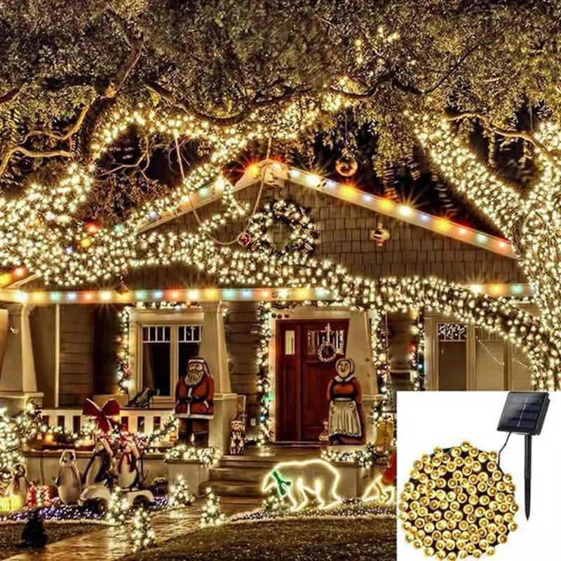 1 paquete de luces solares de cadena para jardín de hadas, lámpara impermeable para exteriores, guirnalda de 6 V para Navidad, fiestas, decoración del hogar