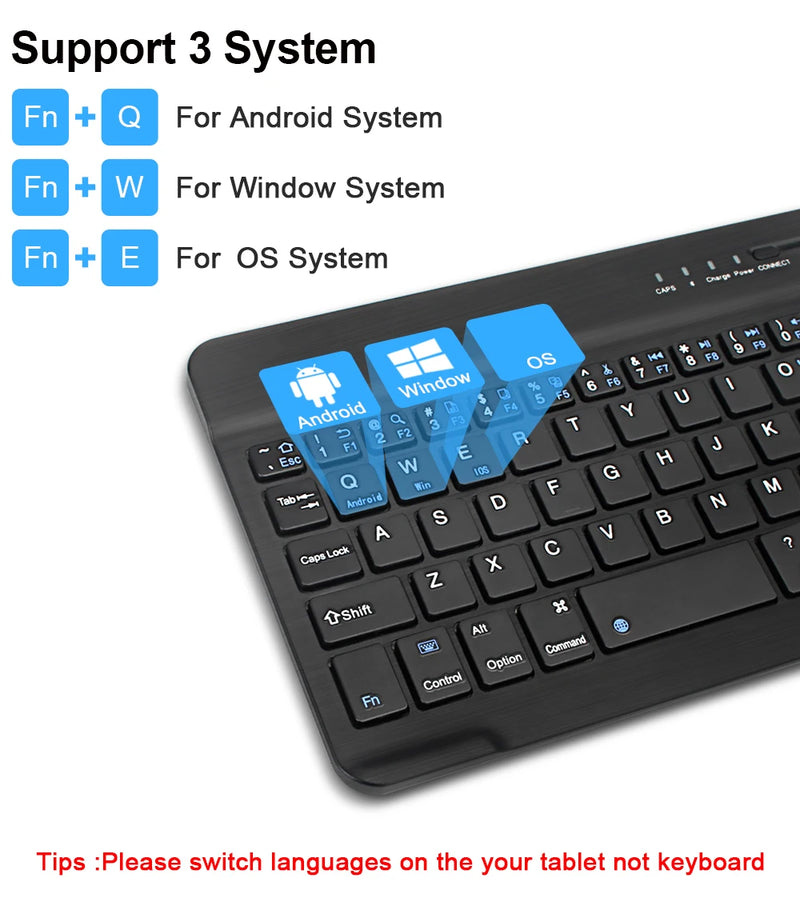 Bluetooth Wireless Keyboard Mouse Rechargeable For IOS Android Windows Tablet For iPad Air Mini Pro English Russian Keyboard