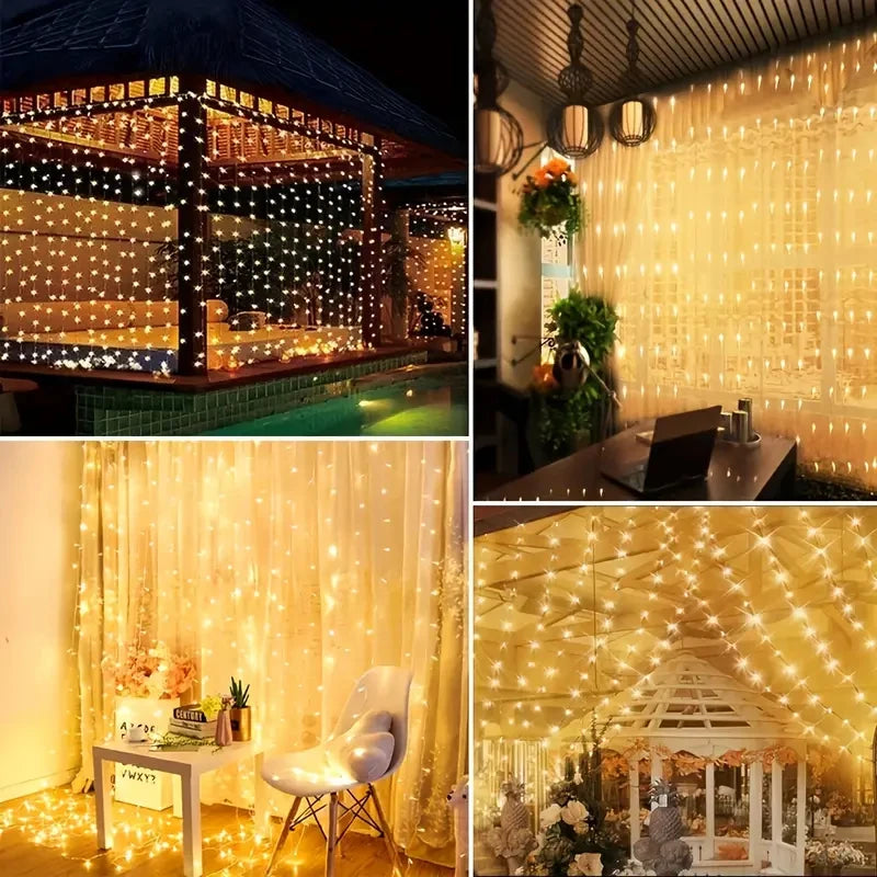 1 Pack LED Curtain Lights with USB 8 Modes Remote Control,for Wedding,Home,Party,Window,Wall,Halloween and Christmas Decorations