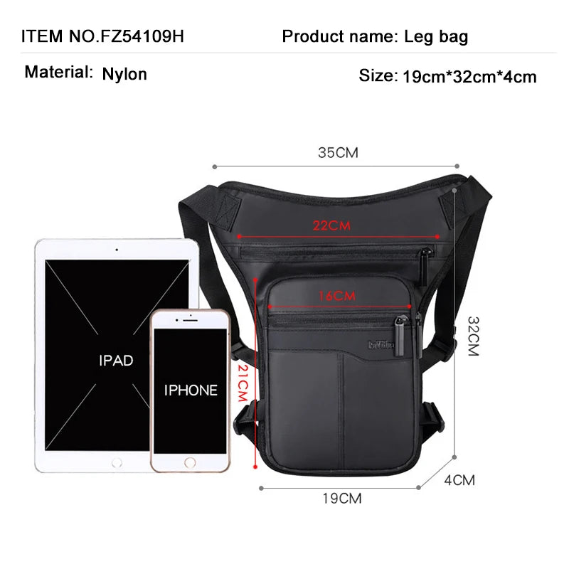 Waterproof Nylon Drop Leg bag For Men Thigh Hip Bum Beltleg Fanny Pack Waist Travel Riding Motorcycle Crossbody Shoulder Bags