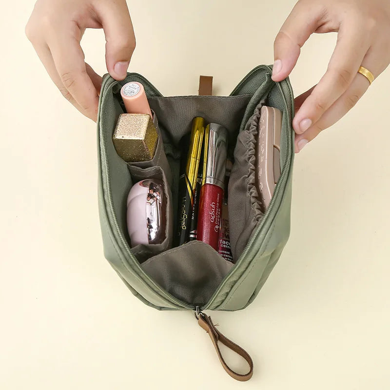 Nueva bolsa de cosméticos para mujer, bolsa de maquillaje de estilo coreano de color sólido, bolsa de artículos de tocador, estuche organizador de maquillaje impermeable, bolsa de lujo