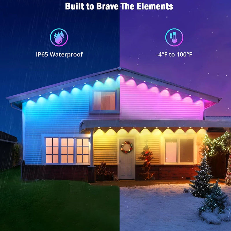 Smart RGB Eaves Lights with DIY Scene Modes, Waterproof Starry Lights for Christmas, Halloween Decor, 15m, 30 LED