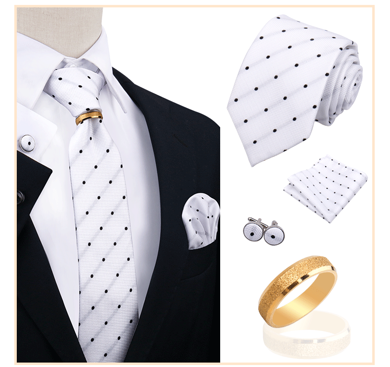 Corbatas para hombre con juego de broches y anillos, diseño de marca, corbatas, pañuelos, gemelos, regalos para bodas y fiestas, accesorios para hombre