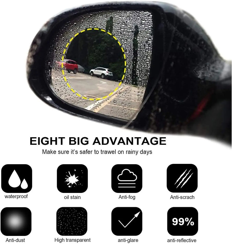 2 piezas de pegatinas para coche, película impermeable para espejo retrovisor de coche, película de lluvia para espejo retrovisor de coche, visión clara en días lluviosos, película para automóvil