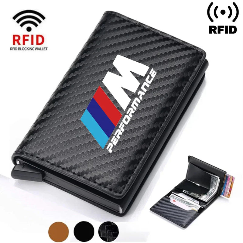 Tarjetero RFID para hombre, tarjetero de cuero para BMW M M3 M5 E46 F10 G20 X7, accesorios de alto rendimiento para coche