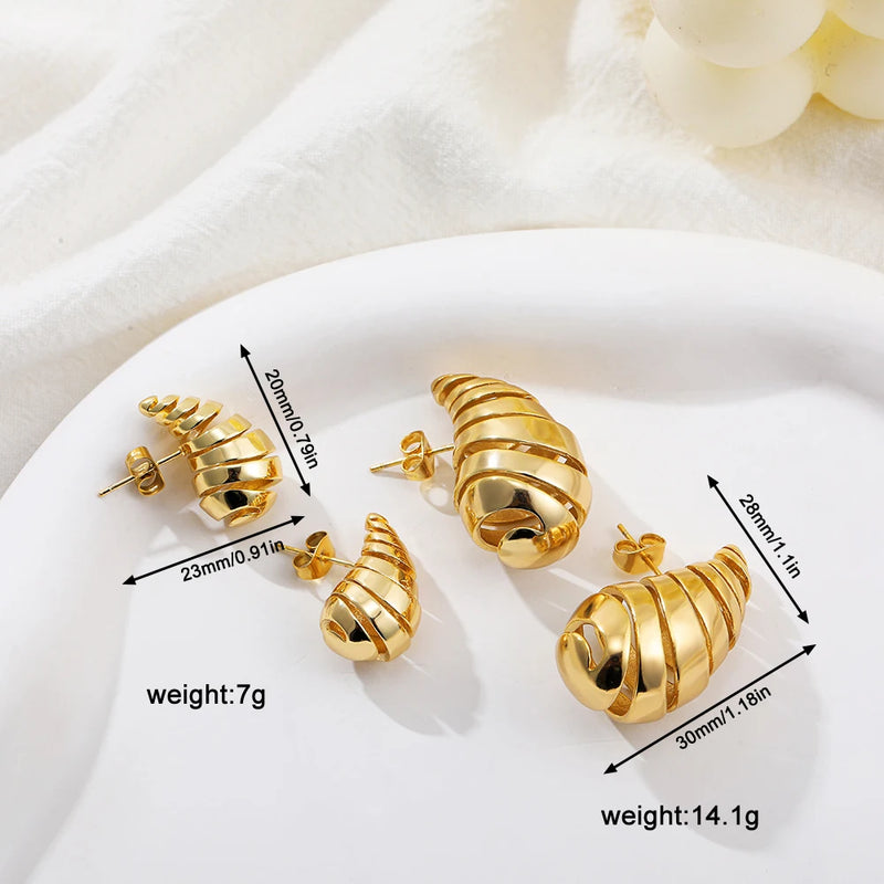 Pendientes colgantes de acero inoxidable ligeros de gran tamaño con forma de gota de agua de 50 mm y baño de oro de 18 quilates