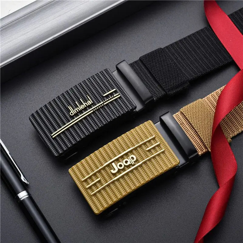 New Belt Men's Canvas Nylon Toothless Automatic Buckle Simple Belt Generous and Versatile