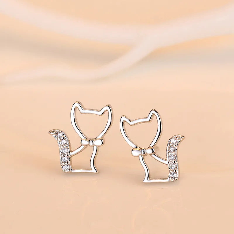 925 Sterling Silver Stud Earrings Zircon High Quality For Women's Wedding Fine Jewelry Accessories Gift