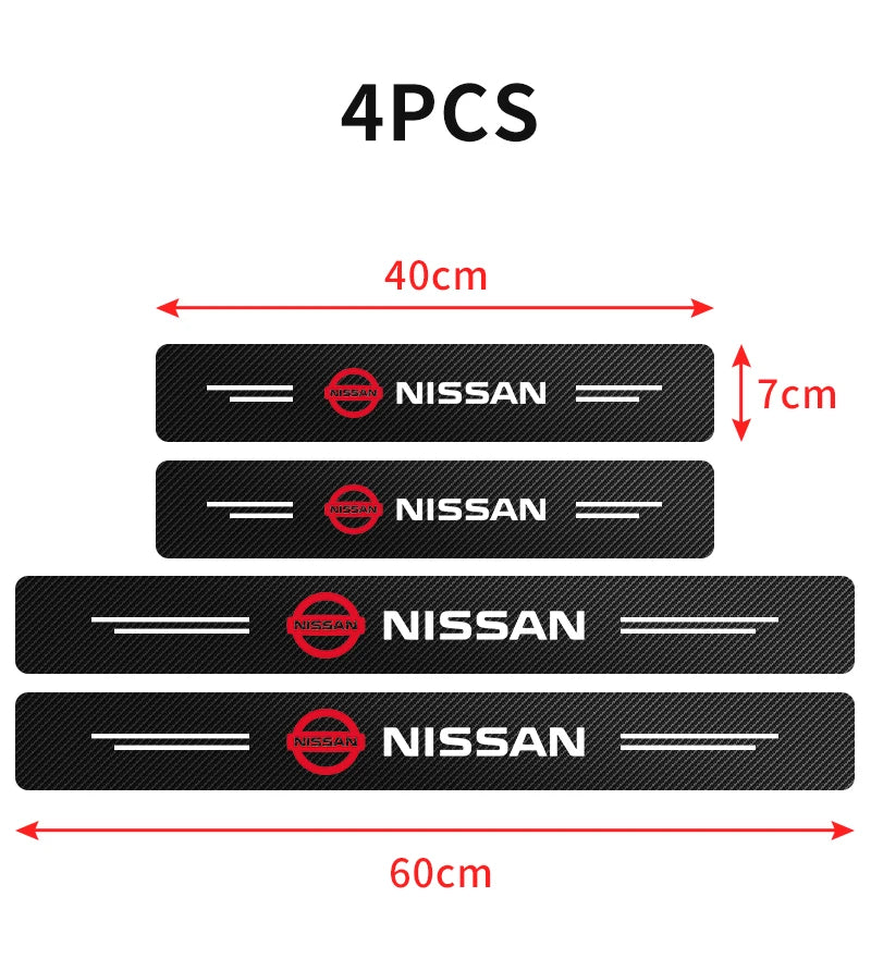 4pcs Car Door Plate Carbon Fiber Threshold Protector Sticker Decals For Nissan Qashqai Tiida j10 j11 2019 Auto Accessories