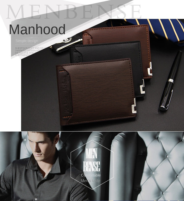 Cartera de moda para hombre, de piel sintética, tarjetero corto, monedero para hombre, billetera de diseño de lujo, tarjetero pequeño portátil para hombre