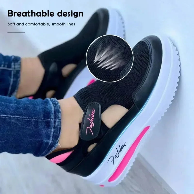 Zapatos de mujer Zapatillas de deporte para mujer Zapatos casuales de verano Nuevos zapatos deportivos de malla transpirable para mujer Sandalias de plataforma vulcanizadas para mujer 2024