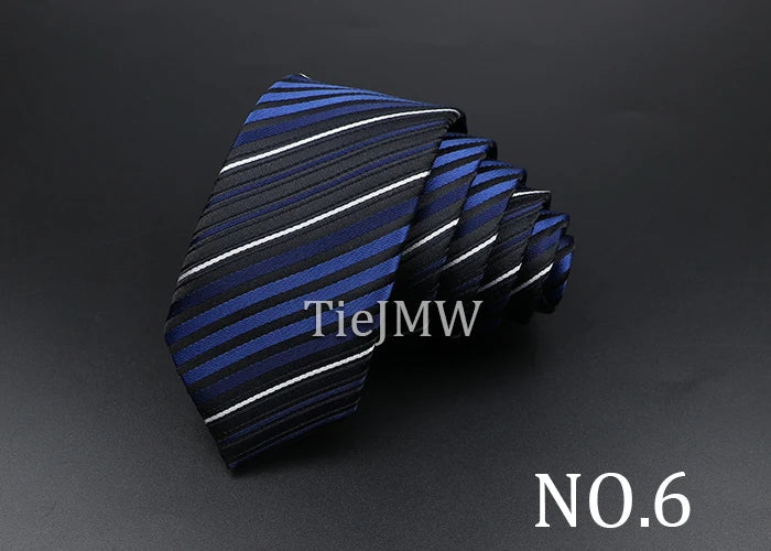 Men's Classic Skinny Stripe Necktie Red Navy Blue Ties Jacquard Woven Solid Plaid Dots Tie Daily Wear Cravat Wedding Party Gift