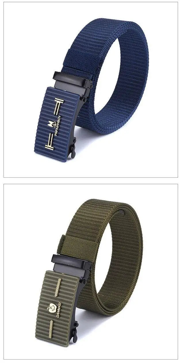 New Belt Men's Canvas Nylon Toothless Automatic Buckle Simple Belt Generous and Versatile