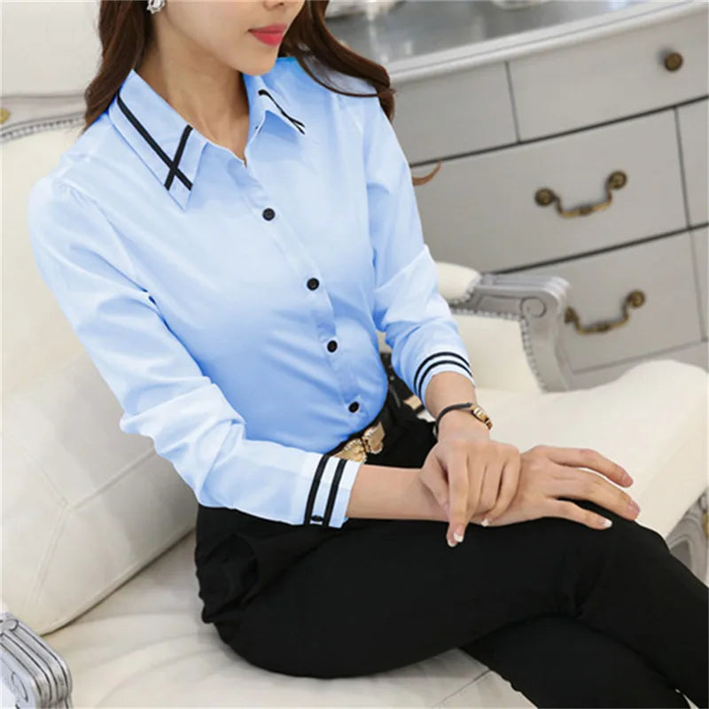 Hot Sale Womens Tops Spring 2023 Korean White Blouses Casual Long Sleeve Ladies Shirts Black Blouses Shirt Ladies Tops