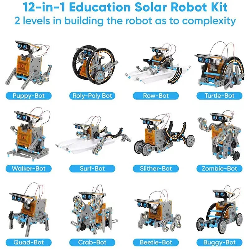 Kits de robots solares 12 en 1 para hacer uno mismo, bloques de construcción, ciencia de alta tecnología, ladrillos para ensamblar, juguetes educativos para niños, regalo para niños 13 en 1