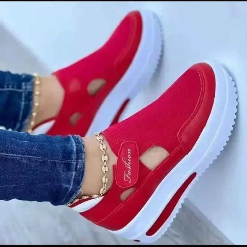 Zapatos de mujer Zapatillas de deporte para mujer Zapatos casuales de verano Nuevos zapatos deportivos de malla transpirable para mujer Sandalias de plataforma vulcanizadas para mujer 2024