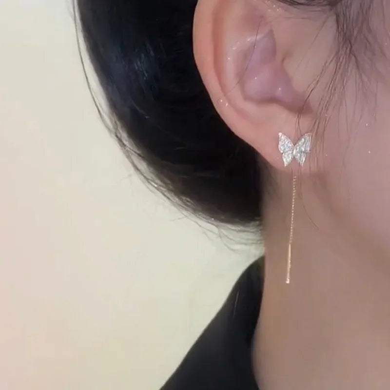 Pendientes elegantes y modernos con borlas de circonita y bola de diamantes de imitación marrones para mujer, accesorios de uso diario, regalos de joyería para fiestas