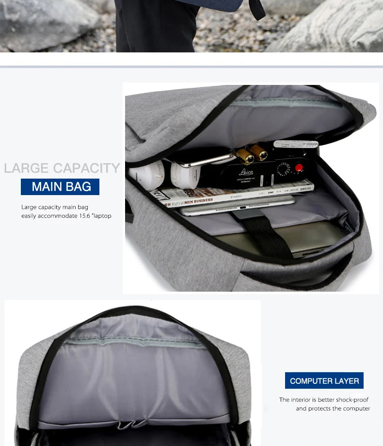 Mochila sencilla y elegante, mochila multifuncional de gran capacidad para desplazamientos, viajes de negocios, bolso para computadora de estudiante-ll