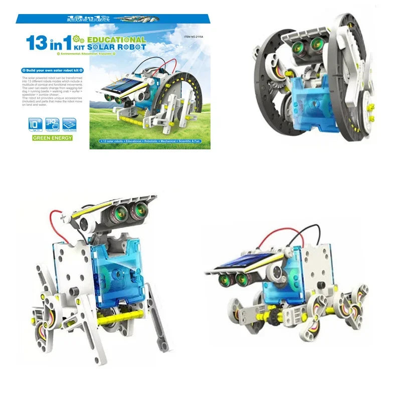 STEM Educational Solar Robot Kit 13 Forms Transformation DIY Science Toys for Kids School Gift for Boys