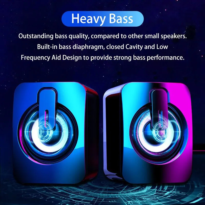 Computer Speakers PC Sound Box HIFI Stereo Microphone USB Wired Caixa De Som with LED Light For Laptop Desktop Computer Speakers