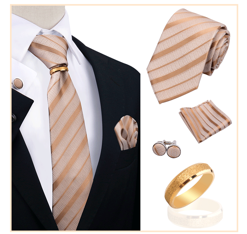 Corbatas para hombre con juego de broches y anillos, diseño de marca, corbatas, pañuelos, gemelos, regalos para bodas y fiestas, accesorios para hombre